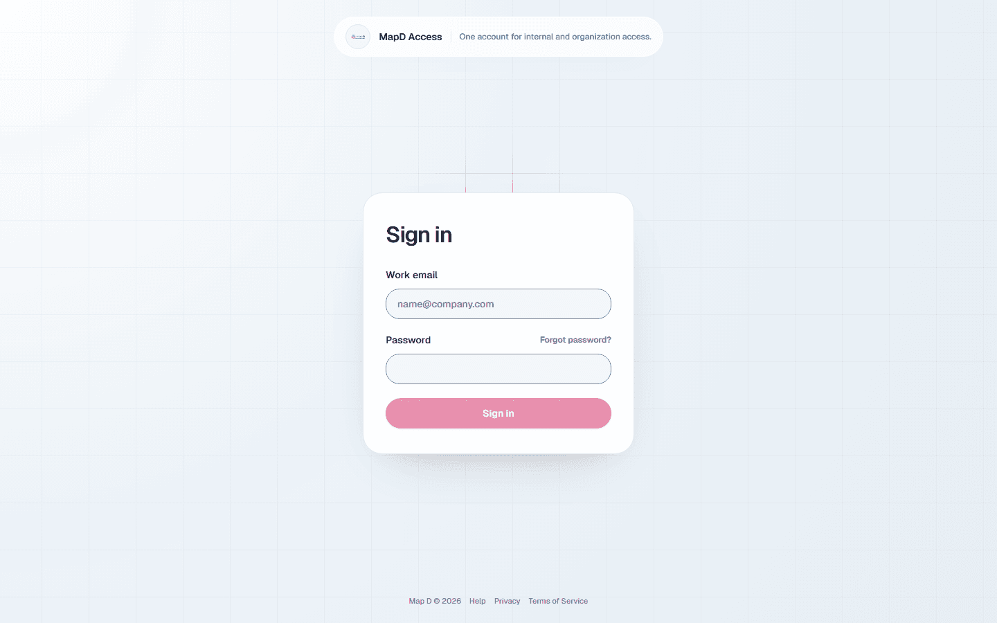 The Map D sign-in page with email and password fields and the Forgot password link